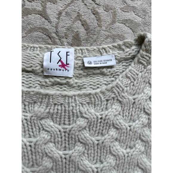 TSE Women's 100% Cashmere Cable Knit Sweater Gray Medium - Picture 4 of 8